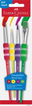 Faber-Castell Pinselset 4er-Set 3 Haar- + 1 Borstenpinsel Softgriffstück